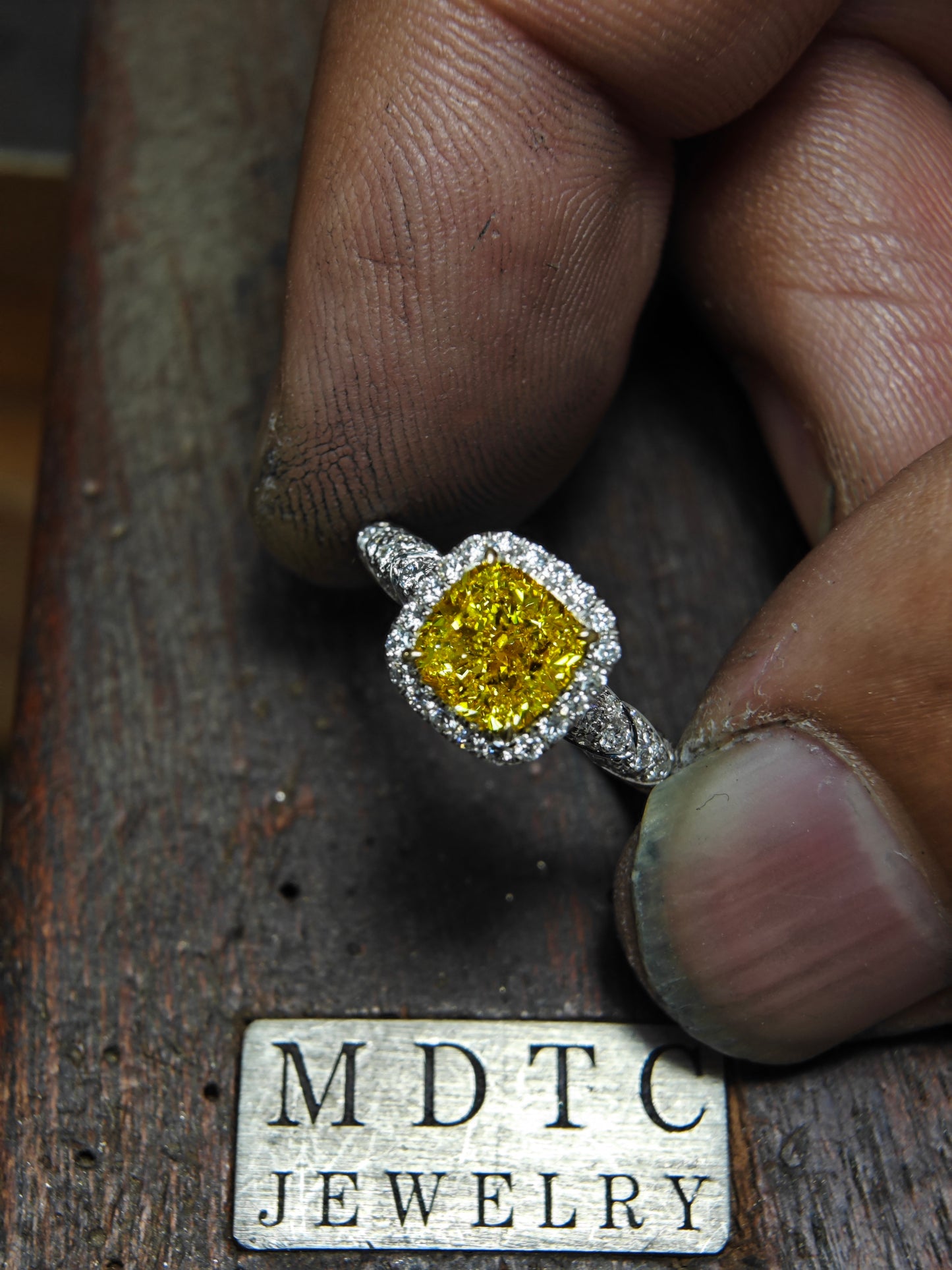 Custom 3 carat lab-grown  Yellow Diamond Engagement Ring