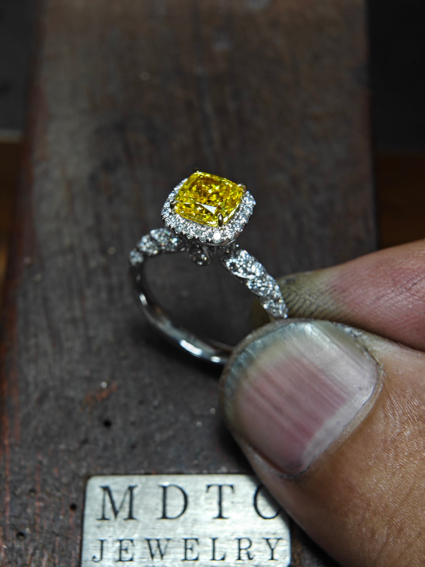 Custom 3 carat lab-grown  Yellow Diamond Engagement Ring