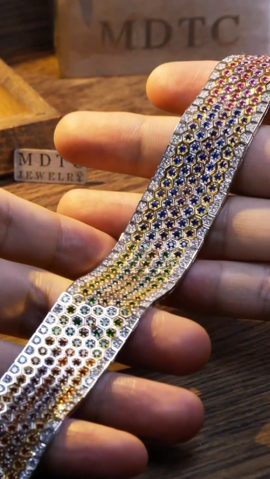 7 Rows Rainbow Honeycomb Bracelet