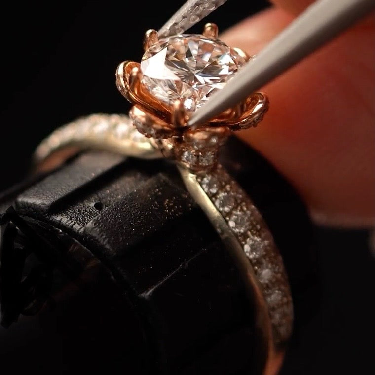 Episode 132 | Custom Handcrafted Plum Blossom  Engagement Ring 2 Carat Diamond