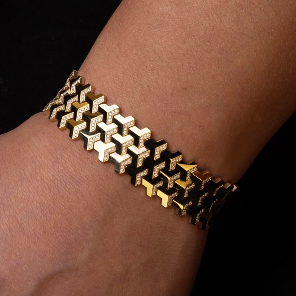 Yellow Gold Armor Bracelet | Triple Row Version