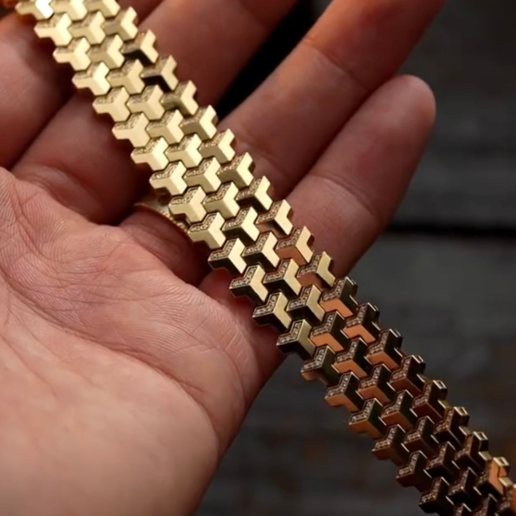 Yellow Gold Armor Bracelet | Triple Row Version