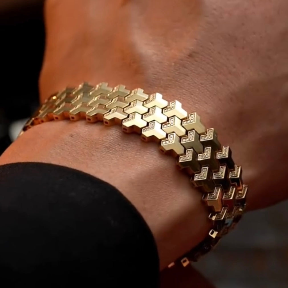 Yellow Gold Armor Bracelet | Triple Row Version