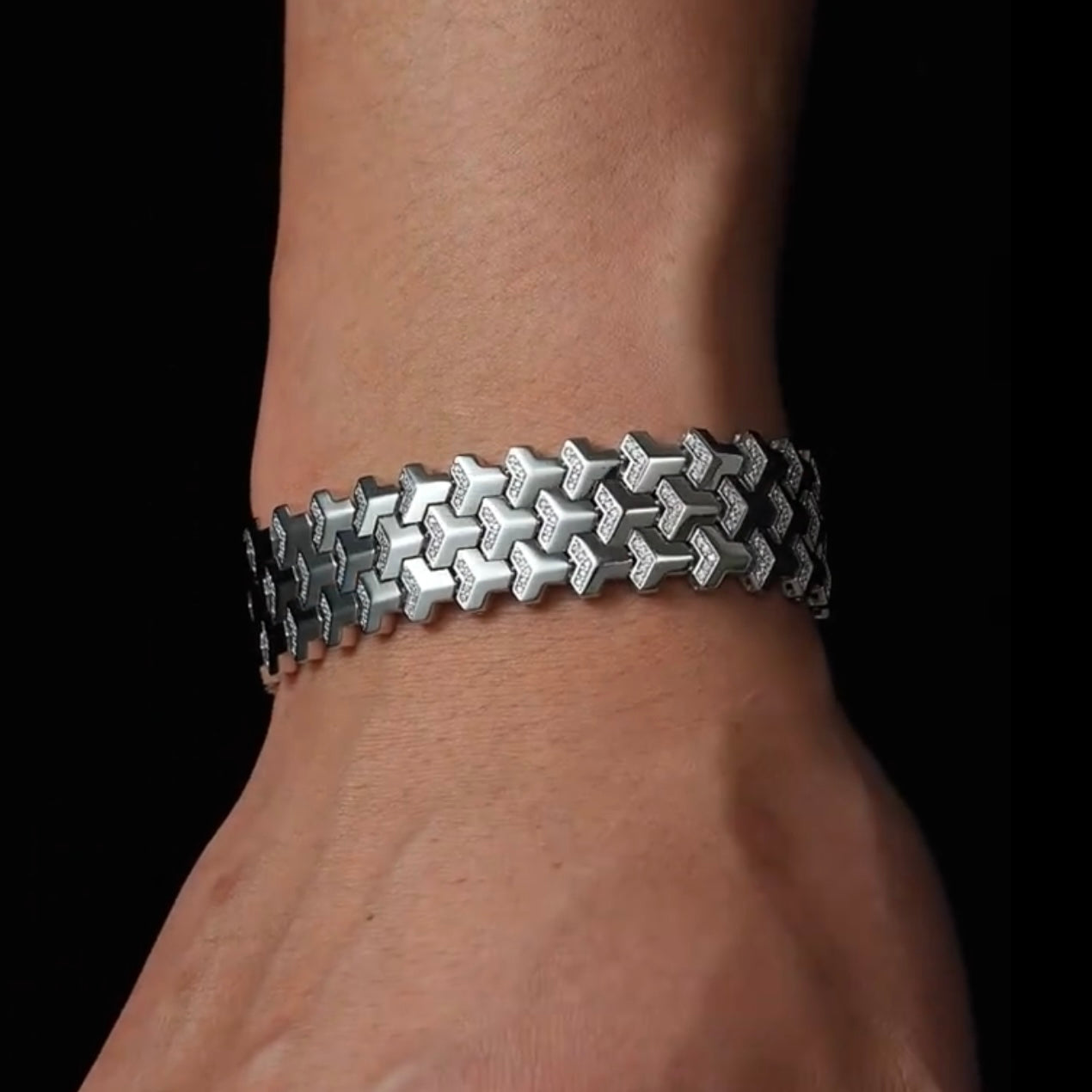 White Gold Armor Bracelet | Triple Row Version