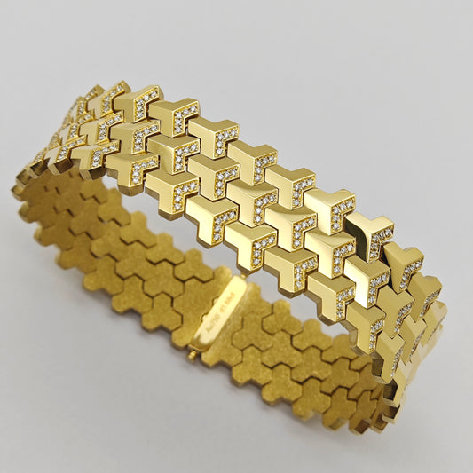 Yellow Gold Armor Bracelet | Triple Row Version